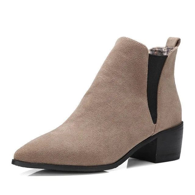 square heels  Ankle Boots Woman shoes