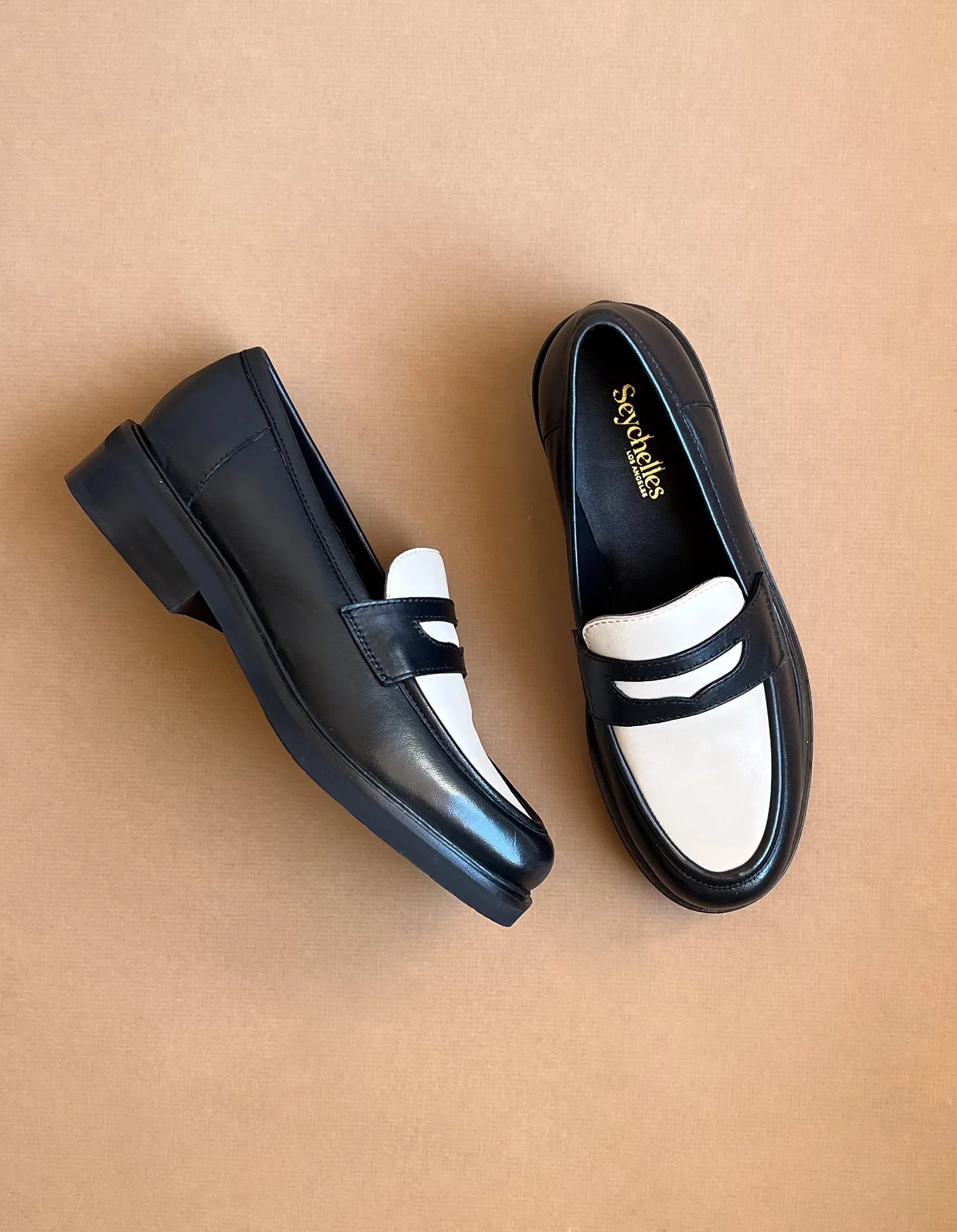 Superior Black   White Leather Loafers