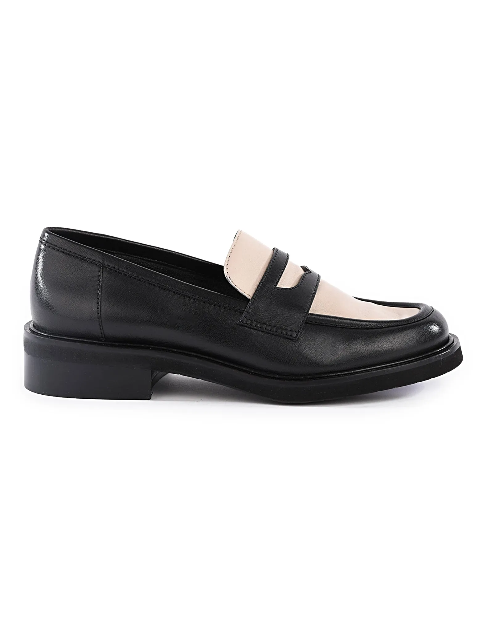 Superior Black   White Leather Loafers