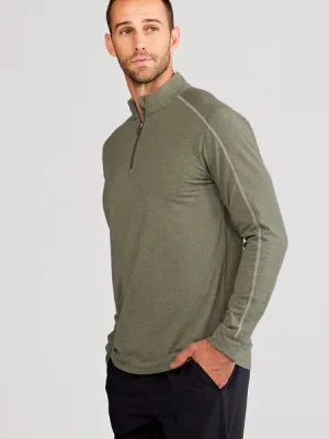 tasc Performance Men's Carrollton Lightweight Quarter Zip in Cactus Heather