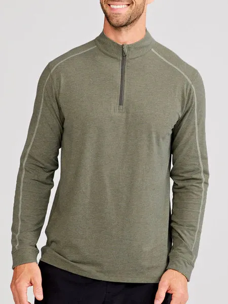 tasc Performance Men's Carrollton Lightweight Quarter Zip in Cactus Heather