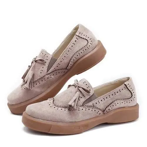 Tassel Slip On Flat Women Casual Brogue Shoes