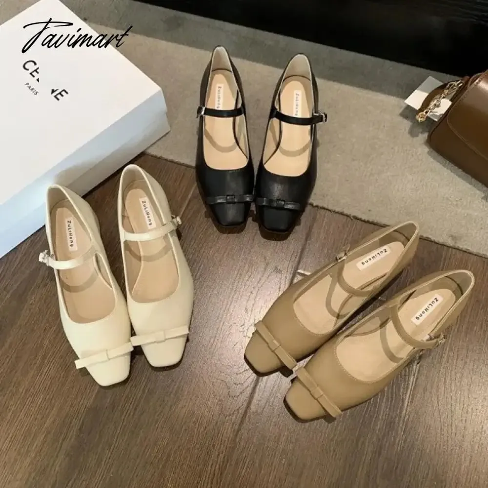 Tavimart 2024 NEW Spring French Commute Mary Jane Women Flat Shoes Fashion Ladies Elegant Heel Dress Casual Ballet Shoes Mujer