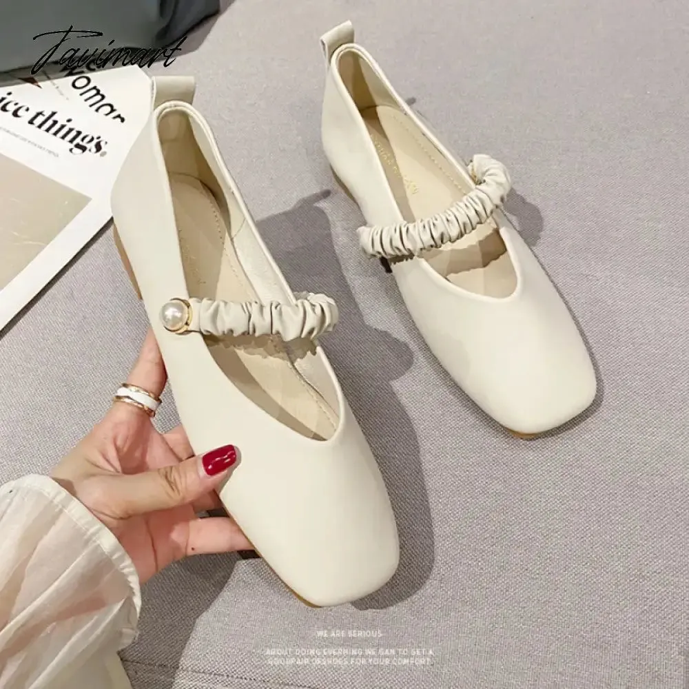 TAVIMART  Autumn New Square Toe Women's Mary Jane Shoes Fashion Loafers White Casual Ladies Shallow Low Heel Shoes Zapatos