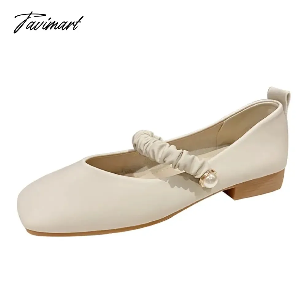 TAVIMART  Autumn New Square Toe Women's Mary Jane Shoes Fashion Loafers White Casual Ladies Shallow Low Heel Shoes Zapatos