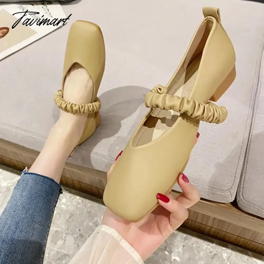 TAVIMART  Autumn New Square Toe Women's Mary Jane Shoes Fashion Loafers White Casual Ladies Shallow Low Heel Shoes Zapatos