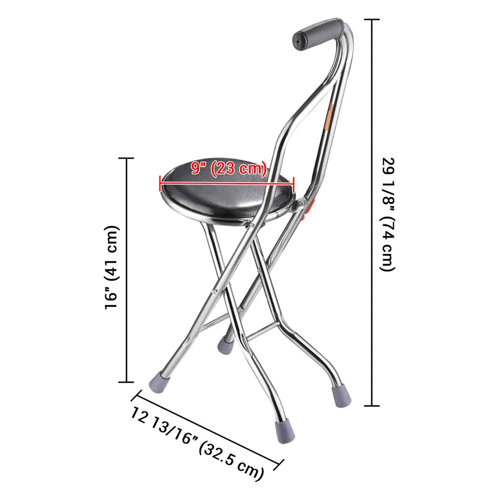 TheLAShop Folding Cane Seat 4 Legged Lightweight Stainless Steel Support 240lbs