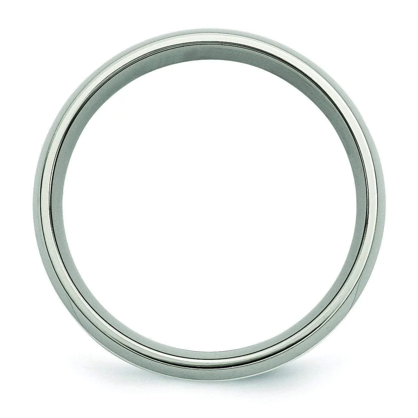 Titanium Ring  Silver Inlay High Polish Finish in 6mm