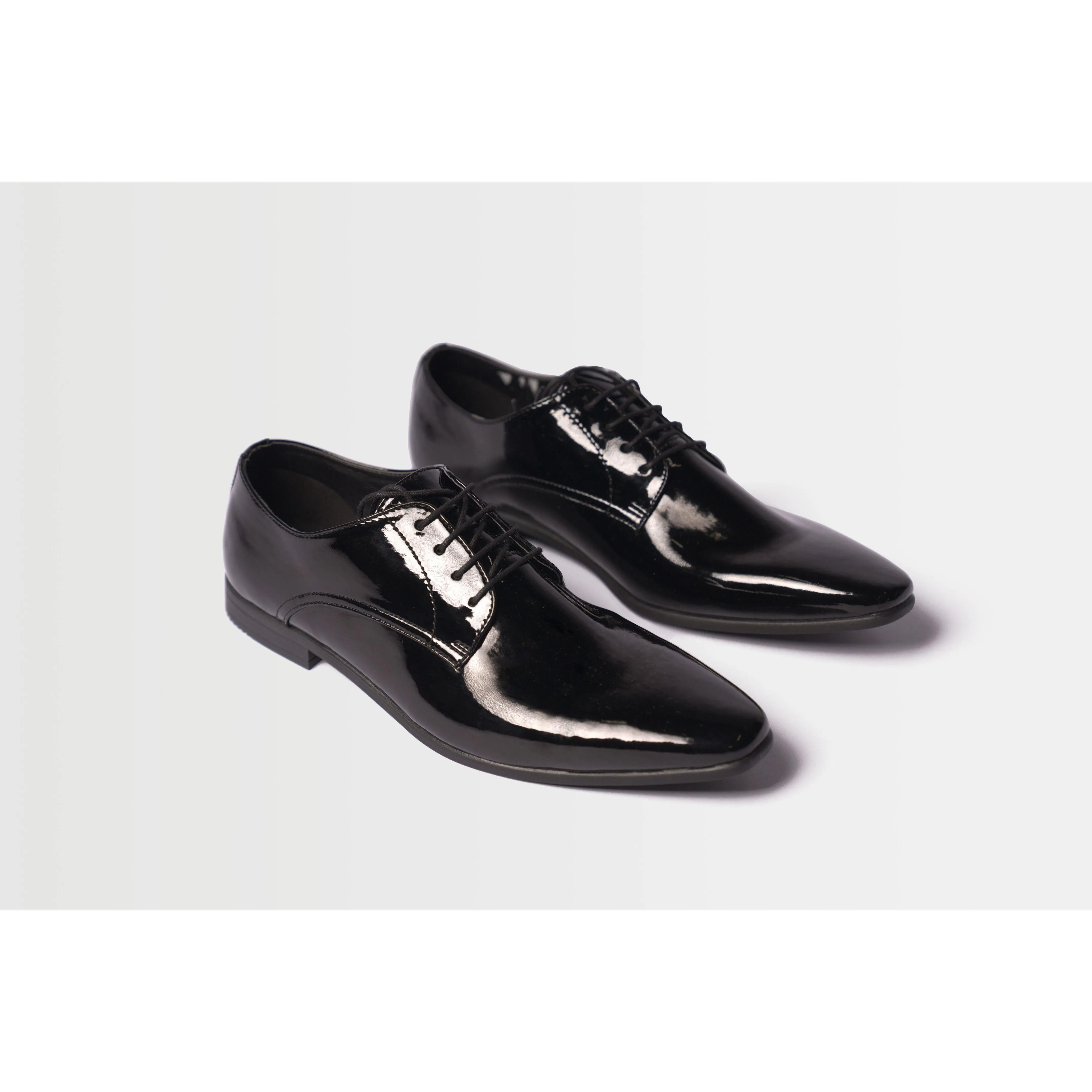 Topman Men's Briar Derby Black Patent Leather Lace Up Dress Shoes