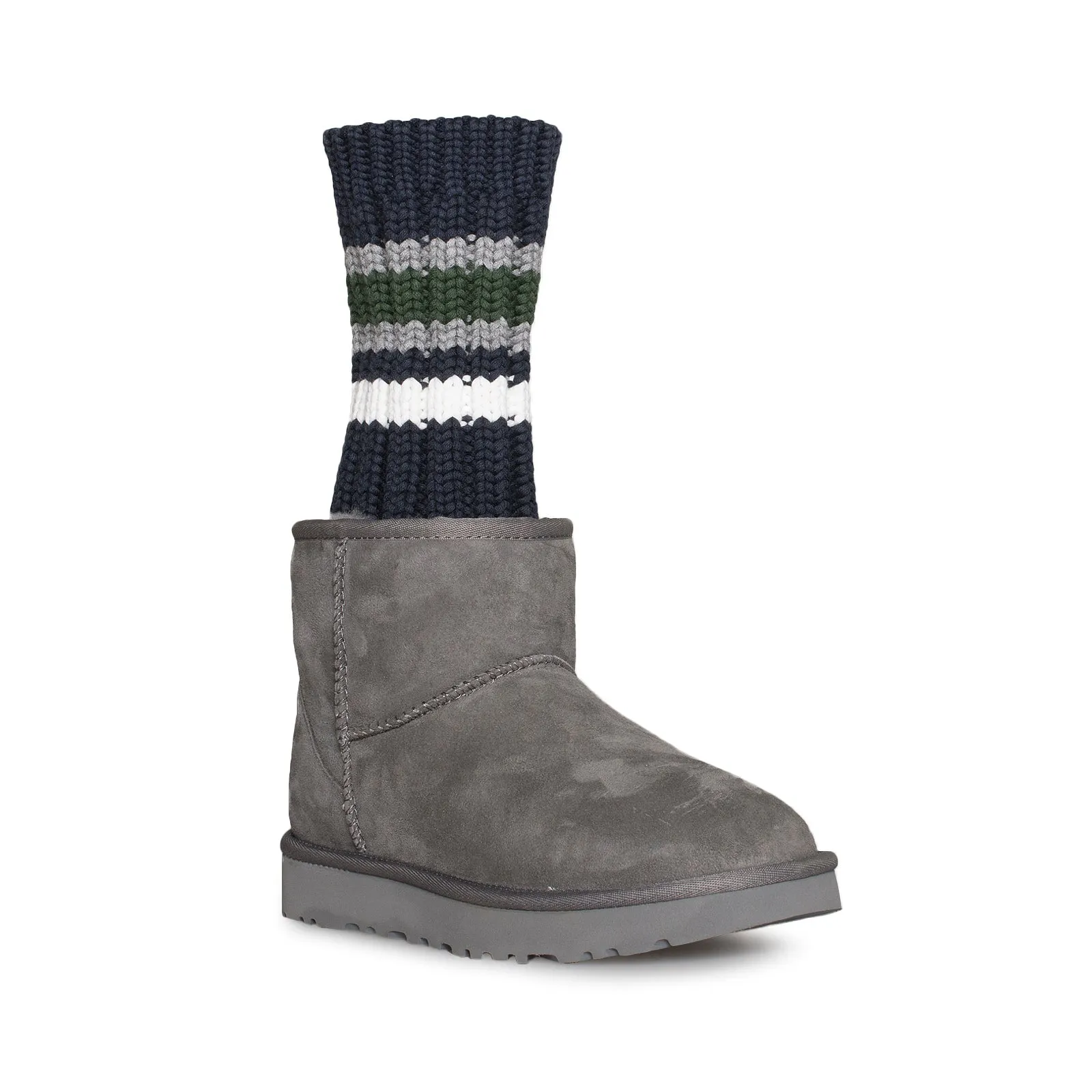 UGG Sacai Knit Classic Mini II Grey Boots - Women's