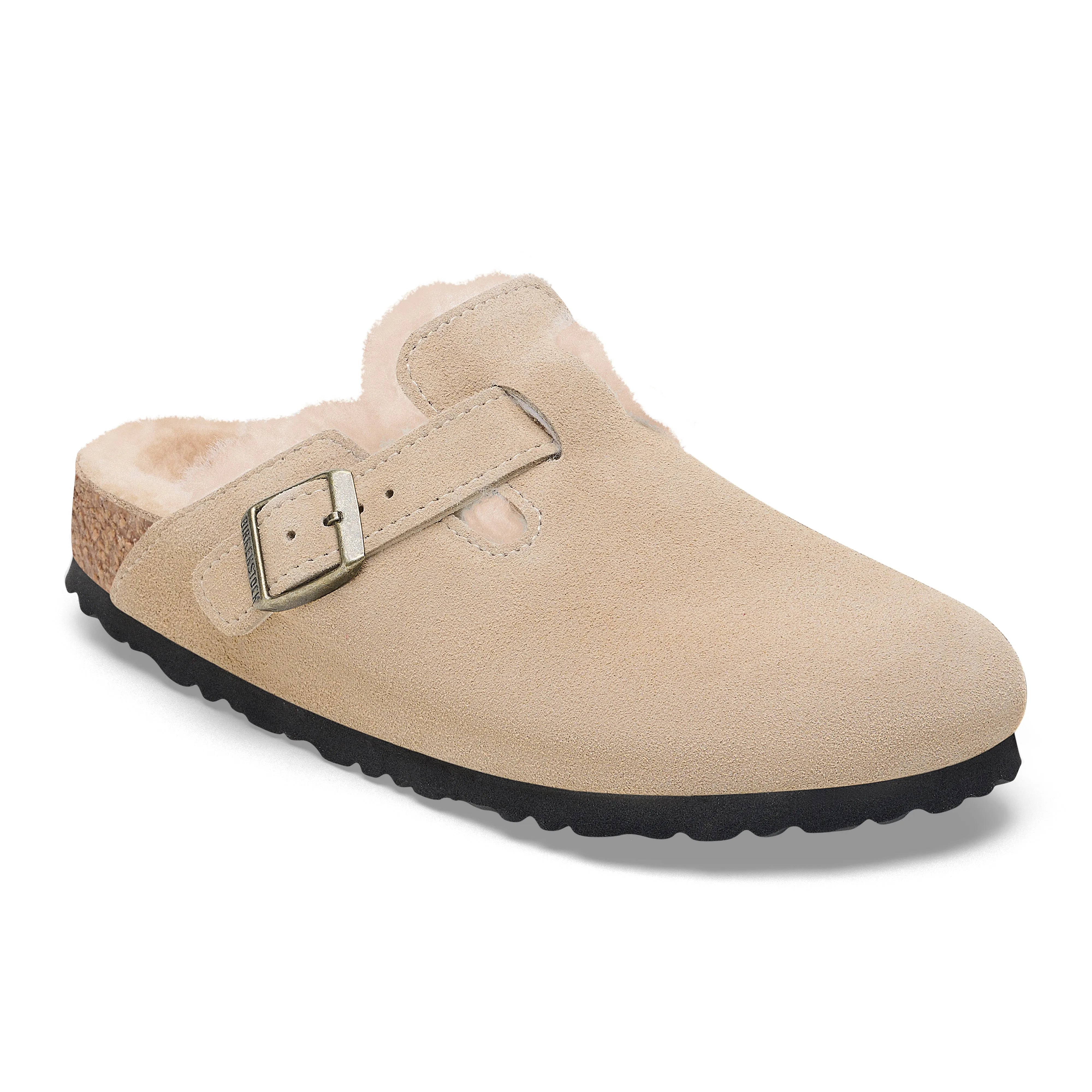 Unisex Birkenstock Boston Shearling Suede Leather Color: Taupe