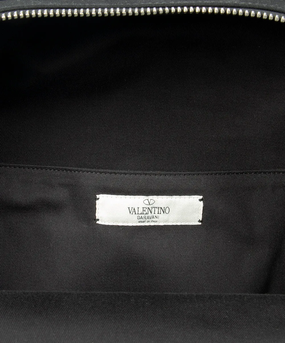 Valentino Black Fabric Backpack with Logo Applique