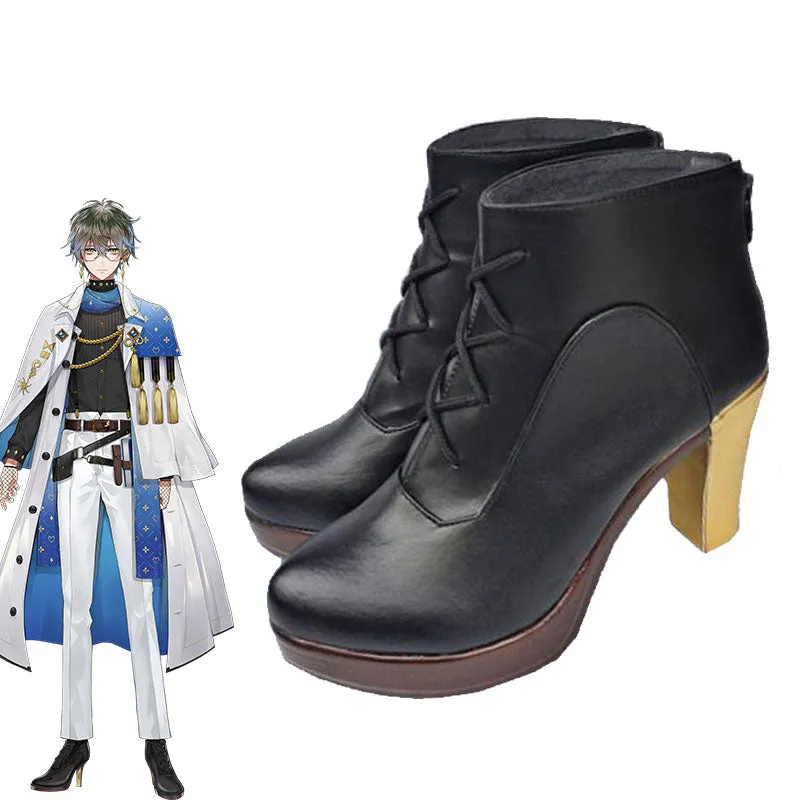 Virtual YouTuber Nijisanji Luxiem Ike Eveland Black Cosplay Shoes