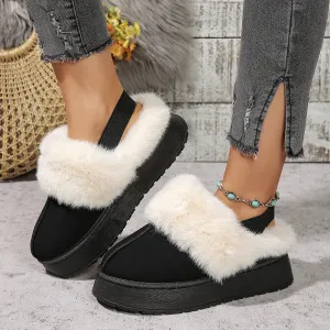 Winter Plush Home Slippers With Back-heeled Elastic Band for Women