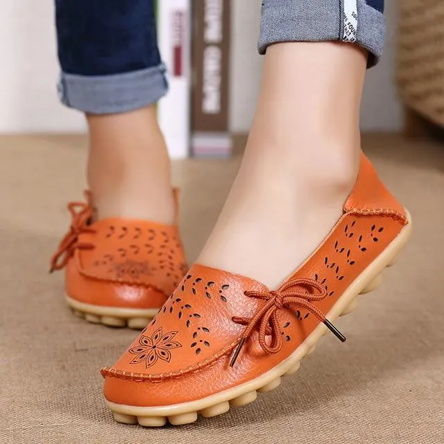 Women Flats Women Genuine Leather Shoes Slip On Loafers Woman Soft Nurse Ballerina Shoes