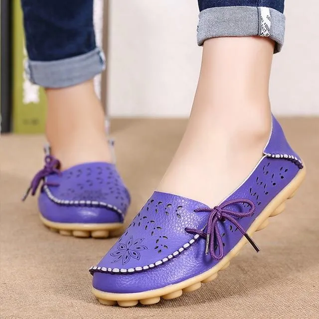 Women Flats Women Genuine Leather Shoes Slip On Loafers Woman Soft Nurse Ballerina Shoes