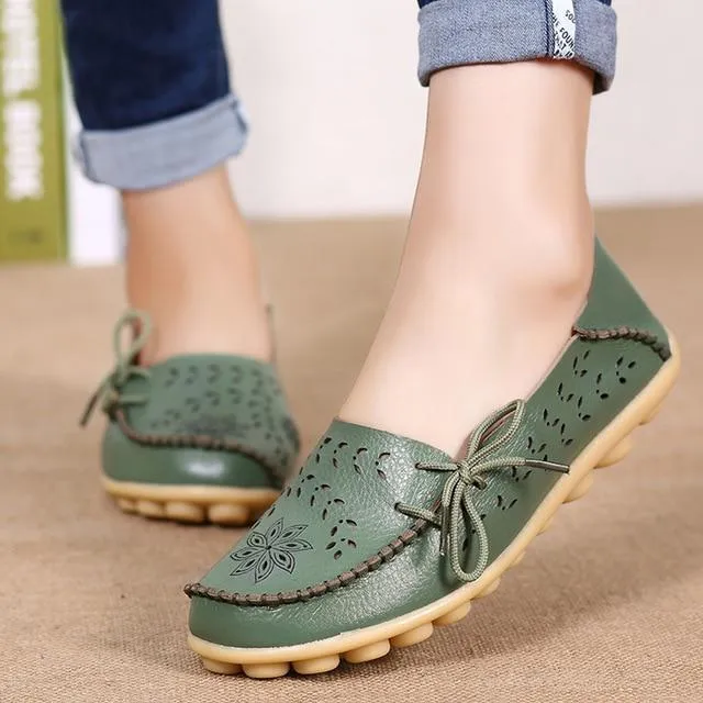 Women Flats Women Genuine Leather Shoes Slip On Loafers Woman Soft Nurse Ballerina Shoes