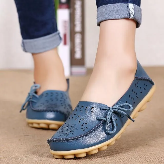 Women Flats Women Genuine Leather Shoes Slip On Loafers Woman Soft Nurse Ballerina Shoes