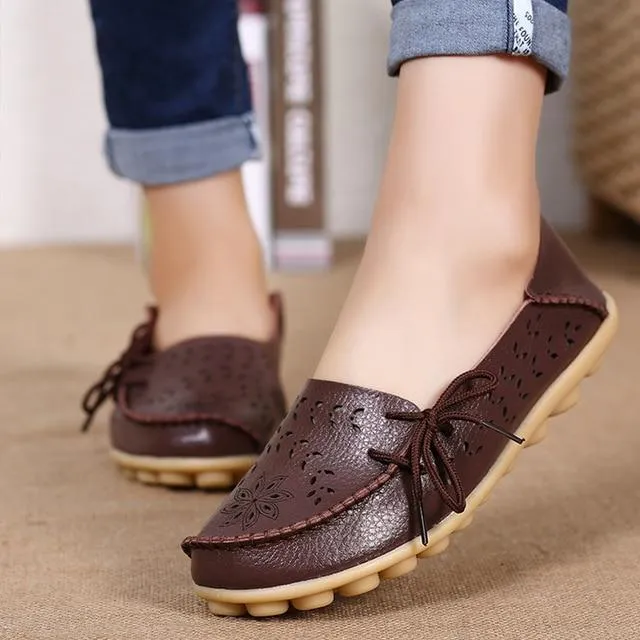 Women Flats Women Genuine Leather Shoes Slip On Loafers Woman Soft Nurse Ballerina Shoes