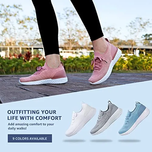 Womens Athletic Running Shoes Comfortable Tennis Shoes Lightweight Walking Shoes Lace Up Trainers Breathable Wide Fit Gym Sneakers